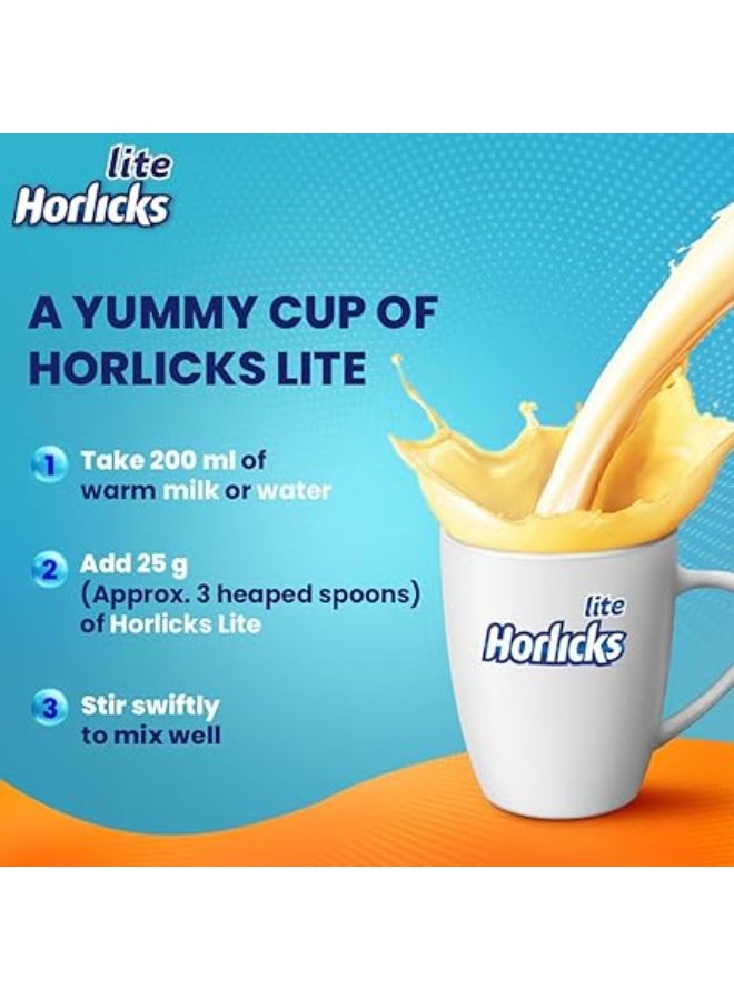 Horlicks Lite 450g, Scientifically designed for Adults |High Protein, Zero added sugar | Malt Flavor - Image 4
